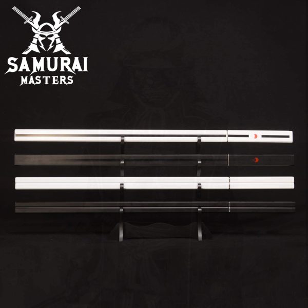 Handmade Katana Japanese Samurai Sword Metal Flat Version, Black & White